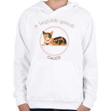 PRINTFASHION A legjobb gazdi - Calico - Gyerek kapucnis pulóver - Fehér gyerek pulóver, kardigán