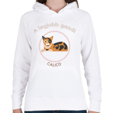 PRINTFASHION A legjobb gazdi - Calico - Női kapucnis pulóver - Fehér