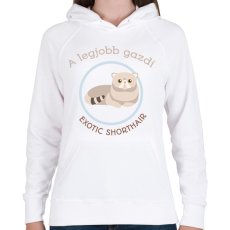 PRINTFASHION A legjobb gazdi - Exotic shorthair - Női kapucnis pulóver - Fehér