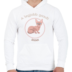 PRINTFASHION A legjobb gazdi - Shinx - Férfi kapucnis pulóver - Fehér