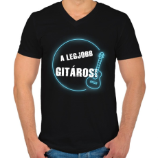 PRINTFASHION A legjobb gitáros - Férfi V-nyakú póló - Fekete