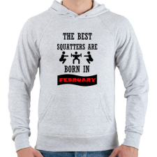 PRINTFASHION A legjobb guggolók februárban születnek - Férfi kapucnis pulóver - Sport szürke férfi pulóver, kardigán