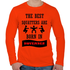 PRINTFASHION A legjobb guggolók novemberben születnek - Férfi hosszú ujjú póló - Narancs férfi póló