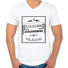 PRINTFASHION A legjobb gyógyszerész - Férfi V-nyakú póló - Fehér férfi póló