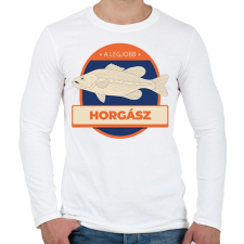 PRINTFASHION A legjobb horgász - Férfi hosszú ujjú póló - Fehér férfi póló