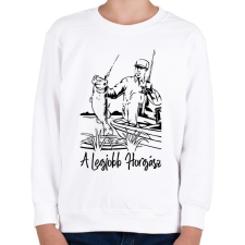 PRINTFASHION A legjobb horgász - Gyerek pulóver - Fehér gyerek pulóver, kardigán