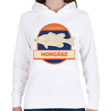 PRINTFASHION A legjobb horgász - Női kapucnis pulóver - Fehér