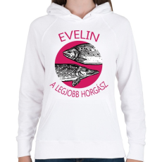 PRINTFASHION A legjobb horgász - Női névvel - Női kapucnis pulóver - Fehér