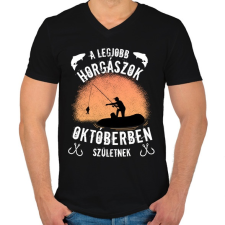 PRINTFASHION a legjobb horgászok - Férfi V-nyakú póló - Fekete férfi póló
