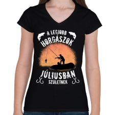 PRINTFASHION a legjobb horgászok - Női V-nyakú póló - Fekete női póló