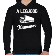 PRINTFASHION A legjobb kamionos - Férfi kapucnis pulóver - Fekete férfi pulóver, kardigán