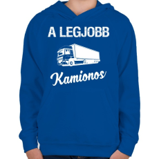 PRINTFASHION A legjobb kamionos - Gyerek kapucnis pulóver - Királykék
