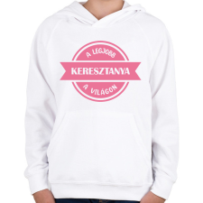 PRINTFASHION A legjobb keresztanya a világon - Gyerek kapucnis pulóver - Fehér gyerek pulóver, kardigán