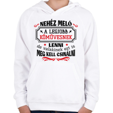 PRINTFASHION A legjobb kőművesnek lenni - Gyerek kapucnis pulóver - Fehér gyerek pulóver, kardigán