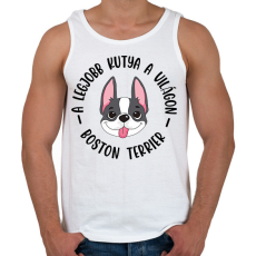 PRINTFASHION A legjobb kutya a világon - Boston terrier - Férfi atléta - Fehér