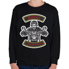 PRINTFASHION A legjobb motoros - Névvel - Gyerek pulóver - Fekete