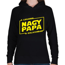 PRINTFASHION A legjobb nagypapa a galaxisban - Női kapucnis pulóver - Fekete női pulóver, kardigán