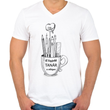 PRINTFASHION A legjobb tanár a világon - Bögrés - Férfi V-nyakú póló - Fehér férfi póló