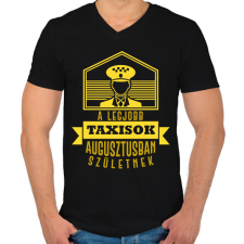PRINTFASHION A legjobb taxisok - Hónappal - Férfi V-nyakú póló - Fekete férfi póló