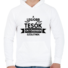 PRINTFASHION A legjobb tesók októberben születnek - Férfi kapucnis pulóver - Fehér