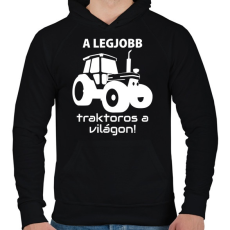PRINTFASHION A legjobb traktoros a világon! - Férfi kapucnis pulóver - Fekete