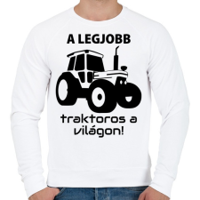 PRINTFASHION A legjobb traktoros a világon! - Férfi pulóver - Fehér férfi pulóver, kardigán