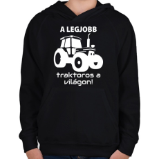 PRINTFASHION A legjobb traktoros a világon! - Gyerek kapucnis pulóver - Fekete