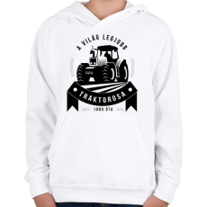 PRINTFASHION A legjobb traktoros! - Gyerek kapucnis pulóver - Fehér