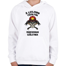 PRINTFASHION A legjobb tűzoltók - Gyerek kapucnis pulóver - Fehér