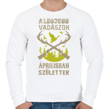 PRINTFASHION A legjobb vadászok áprilisban születtek - Férfi pulóver - Fehér férfi pulóver, kardigán