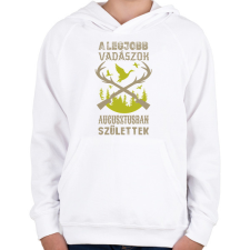 PRINTFASHION A legjobb vadászok augusztusban születtek - Gyerek kapucnis pulóver - Fehér gyerek pulóver, kardigán