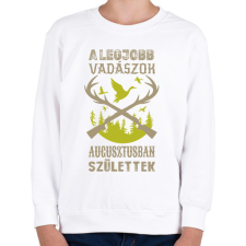 PRINTFASHION A legjobb vadászok augusztusban születtek - Gyerek pulóver - Fehér gyerek pulóver, kardigán