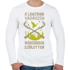 PRINTFASHION A legjobb vadászok márciusban születtek - Férfi hosszú ujjú póló - Fehér