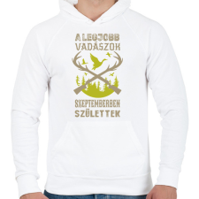 PRINTFASHION A legjobb vadászok szeptemberben születtek - Férfi kapucnis pulóver - Fehér férfi pulóver, kardigán