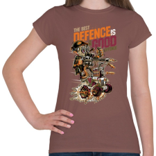 PRINTFASHION A legjobb védekezés a támadás - Női póló - Mogyoróbarna női póló