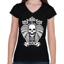 PRINTFASHION A legjobbak júliusban születtek - Női V-nyakú póló - Fekete női póló