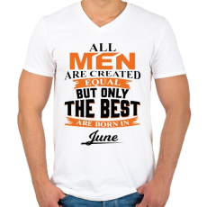PRINTFASHION A legjobbak Júniusban születtek! - Férfi V-nyakú póló - Fehér