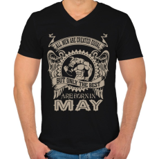 PRINTFASHION A legjobbak májusban születnek - Férfi V-nyakú póló - Fekete