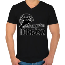 PRINTFASHION A legmenőbb horgász - Férfi V-nyakú póló - Fekete férfi póló