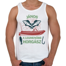 PRINTFASHION A legmenőbb horgász - Névvel - Férfi atléta - Fehér