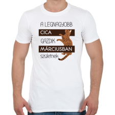 PRINTFASHION A legnagyobb cica gazdi - hónappal - Férfi póló - Fehér férfi póló