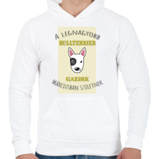 PRINTFASHION A legnagyobb gazdi - Bullterrier - hónappal - Férfi kapucnis pulóver - Fehér női pulóver, kardigán