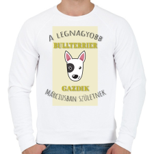 PRINTFASHION A legnagyobb gazdi - Bullterrier - hónappal - Férfi pulóver - Fehér női pulóver, kardigán