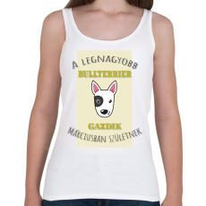 PRINTFASHION A legnagyobb gazdi - Bullterrier - hónappal - Női atléta - Fehér