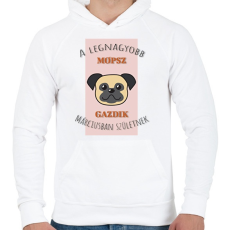 PRINTFASHION A legnagyobb gazdi - Mopsz - hónappal - Férfi kapucnis pulóver - Fehér