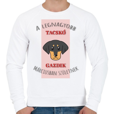 PRINTFASHION A legnagyobb gazdi - Tacskó - hónappal - Férfi pulóver - Fehér