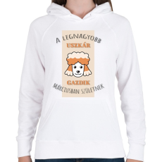PRINTFASHION A legnagyobb gazdi - Uszkár - hónappal - Női kapucnis pulóver - Fehér