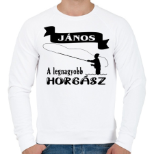 PRINTFASHION A legnagyobb horgász (egyedi névvel kérhető) - Férfi pulóver - Fehér férfi pulóver, kardigán