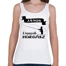 PRINTFASHION A legnagyobb horgász (egyedi névvel kérhető) - Női atléta - Fehér női trikó