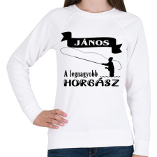 PRINTFASHION A legnagyobb horgász (egyedi névvel kérhető) - Női pulóver - Fehér női pulóver, kardigán